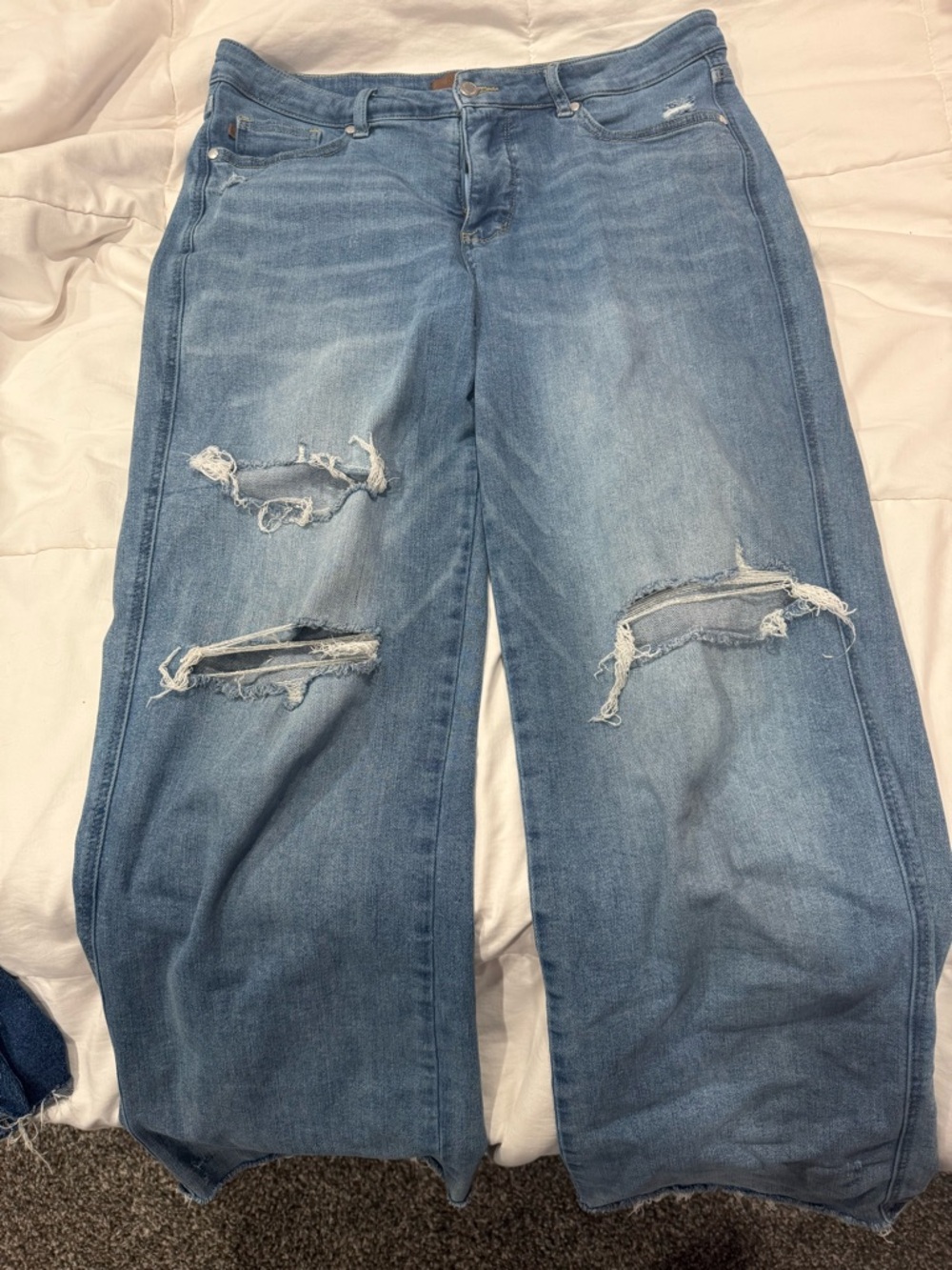 Judy Blue Light Blue Distressed Wide-Leg Jeans